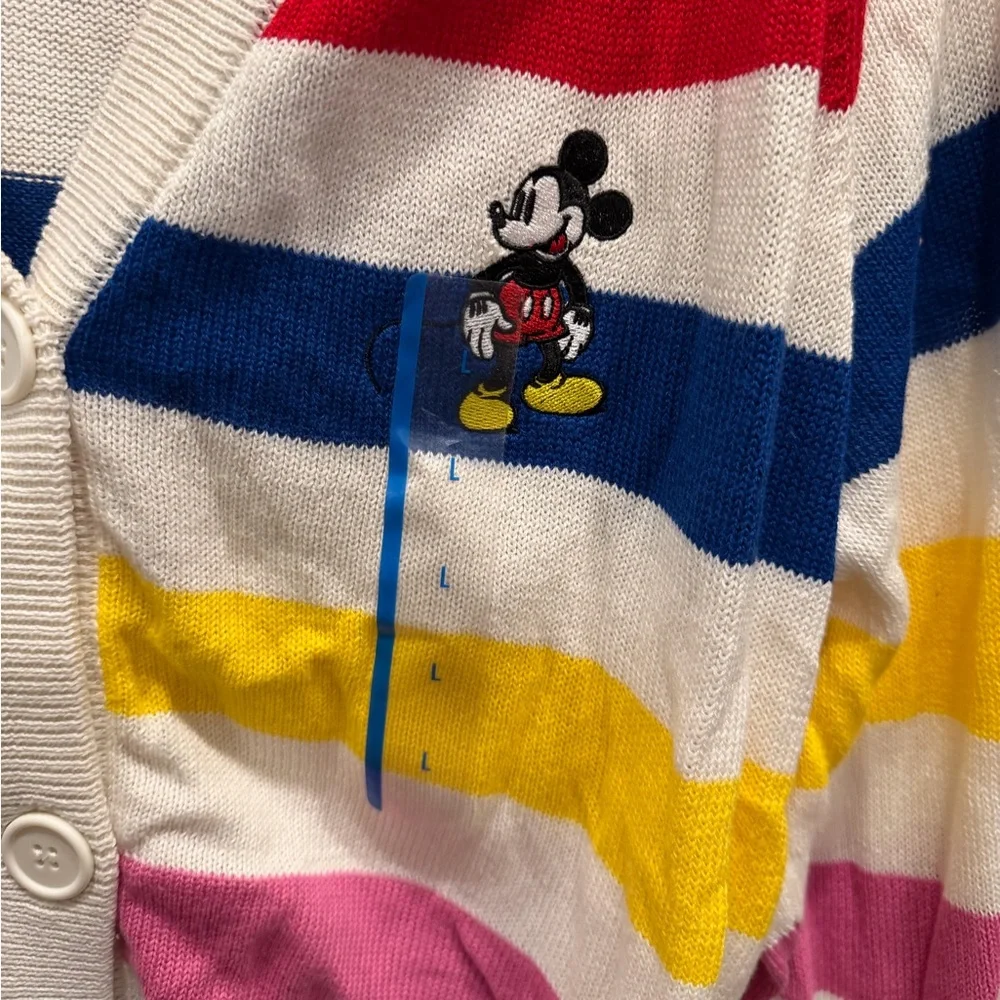 NWT Disney 100 Mickey Mouse Striped Women’s Cardigan - Picture 2 of 9